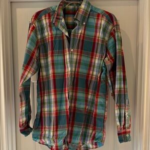 Alan Flusser Red and Blue Casual Button Down Shirt